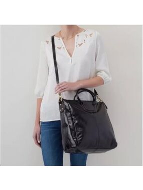 HOBO The Original Large Sheila Polished Leather Satchel Crossbody Tote